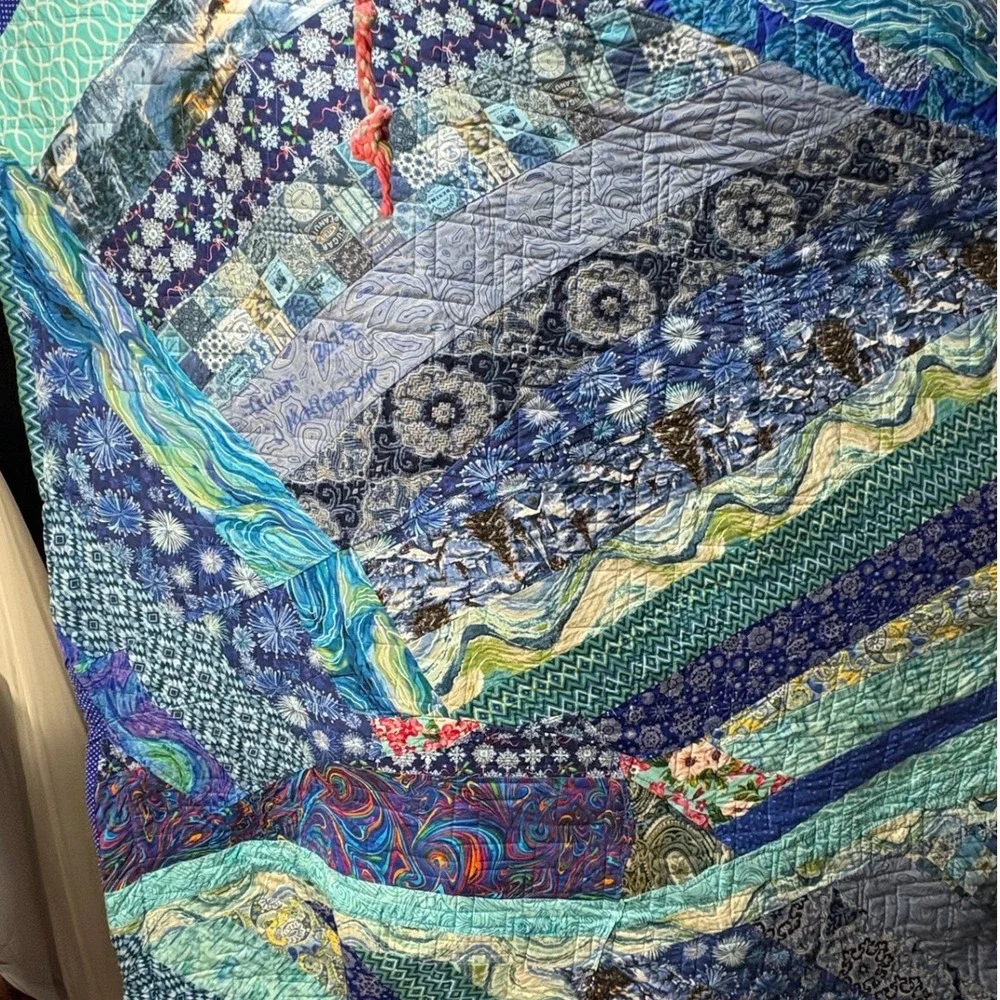 Handmade Batik Quilt Multicolor Cotton‎ 78x70 Bohemian Patchwork Jelly Roll